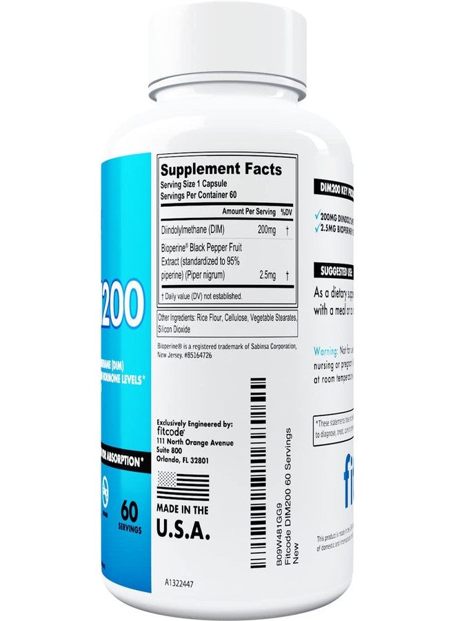 فيتكود مكمل فيتكود ثنائي إندوليل ميثان (DIM) للرجال - ثنائي إندوليل ميثان متطور 200 ملغ مع ثنائي إندوليل ميثان بالإضافة إلى بيوبيرين لامتصاص مُعزز - مكمل نباتي غير معدل وراثيًا لتوازن الهرمونات لتحسين الطاقة والمزاج والأداء - Image 2